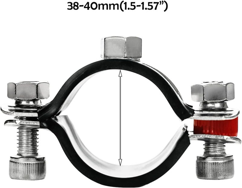 PEROMI 2 Pack Pipe Supports,304 Stainless Steel Wall Mount Ceiling Mount Pipe Bracket Clamp Ring Hanger with Screws for Pipe OD 38-40mm - Image 2